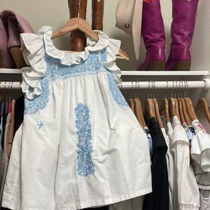 Mi Golondrina White and Baby Blue Blouse Sleeveless